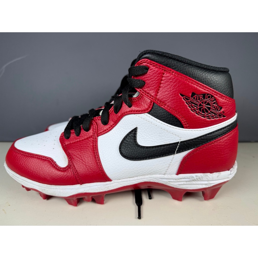 Jordan 1 Mid TD Football Cleats Chicago Red White Black Mens 8.5